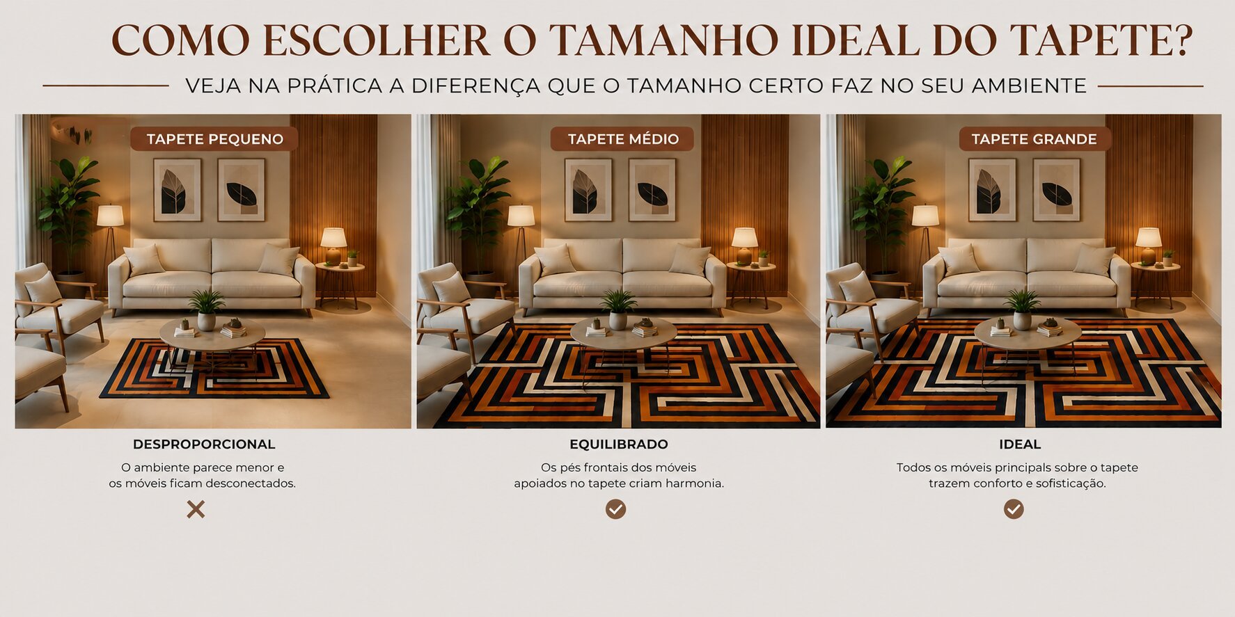 Qual o tamanho ideal de tapete para sala